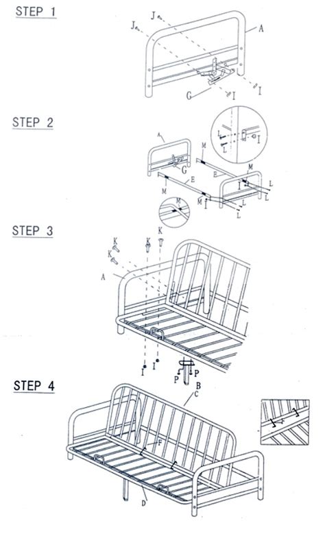 metal futon brackets|metal futon frame parts.